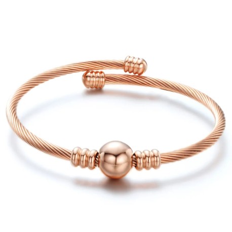 Bracelete rosa gold em malha de aço inoxidável